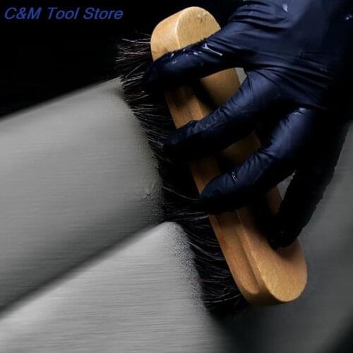1pc Car Wash Brush with Premium Horsehair Tools Wooden Brush Seat Handle Dashboard Roof Cleaning Interior Cleaner Car Detailing