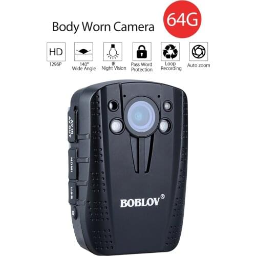1296P 14MP FHD 64GB Video Recorder IR Night Vision Security Police DVR Body Worn Camera Wearable Mini Camcorders police camera