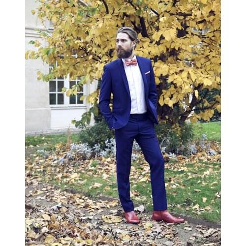 2017 Latest Coat Pant Designs Royal Blue Wedding Suits For Men Slim Fit Skinny Groom Tuxedo 2 Piece Blazer Masculino jacket+Pant