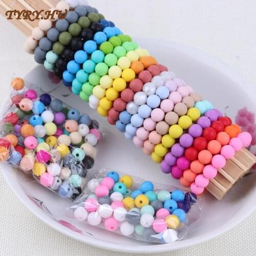 TYRY.HU 9mm 50pcs Silicone Teething Beads Teether Baby Nursing Necklace Pacifier Clip Oral Care BPA Free Food Grade Colorful