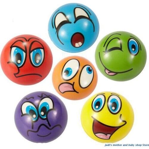 6 Pcs 6.3cm Soft PU Cartoon Grimace Smiley Face Squeeze Balls Stress Relief Ball Toys Party Favors for Kids