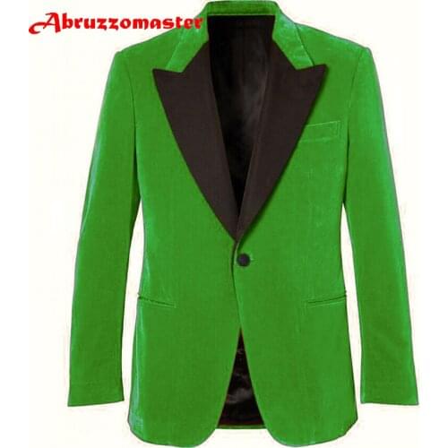 Abruzzomaster Velvet Mens Dinner Party Suit 1 PSC Peak Lapel Prom Groom Coat Tuxedos Custom Made Man Suit Velvet Blazer