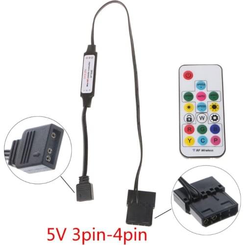 RGB Controller RF Wireless Remote Control for Case LED Light 3Pin 5V or 4Pin 12V RGB for AURA SYNC Power Supply
