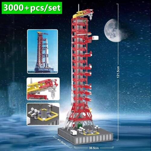 Buildmoc DIY 114CM High Apollo Saturn No. 5 Launch Pad fit 21309 MOC Building Blocks Bricks Kids Toys Birthday Gift Christmas