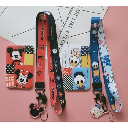 Disney lanyard slide cover work card package cartoon creative card set personalized bus protection cover Mickey