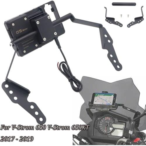 BLACK 12mm Mobile GPS Navigation Station Frame Plate Bracket For Suzuki Vstrom 650 V-Strom 650XT 2017 2018 2019