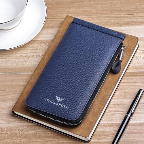Anti-theft Long Wallet Men Luxury Genuine Leather Mens Business Card Holder Slim Purse Bag Leather Natural Fashion Brands 2021