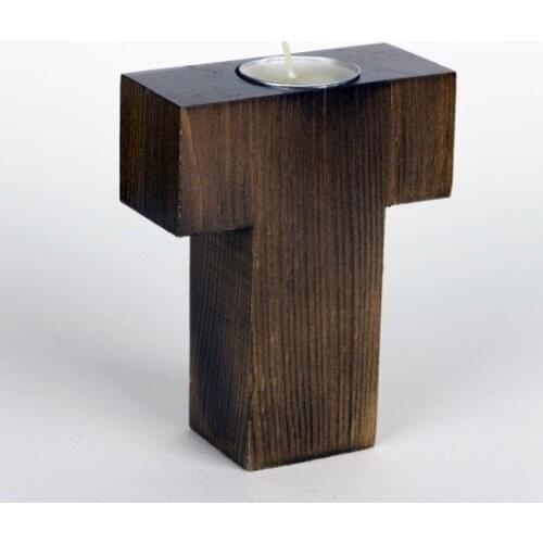 Two Spoon Wooden Letter candle Holder, T candle holder candle and candlestick свеча и подсвечник vela y candelero