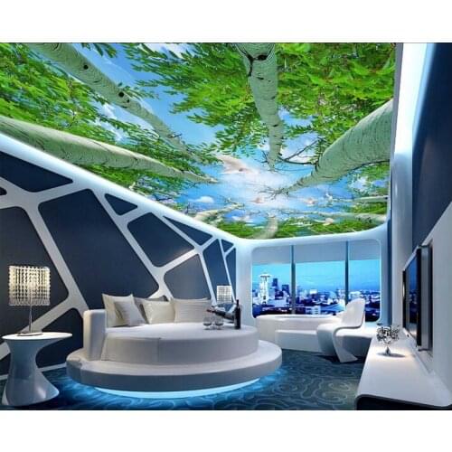 Custom photo 3d wallpaper Non-woven picture wall sticker The forest the pigeon sky ceiling wallpaper decoration painting
