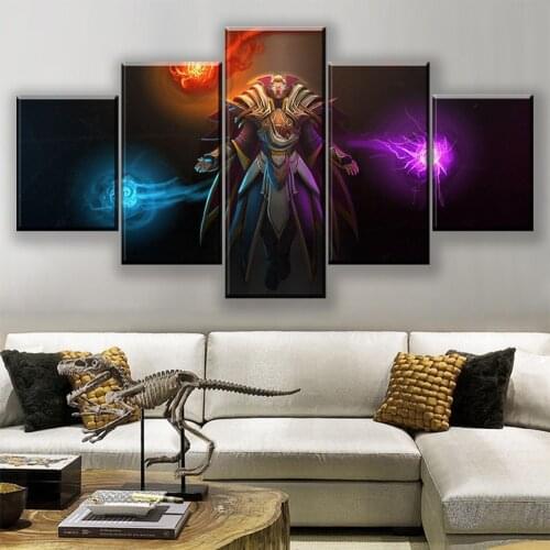 HD Prints Home Decoration 5 Pieces Canvas DOTA 2 Invoker Poster Painting Wall Art Modular Game Picture Framework For Living Room