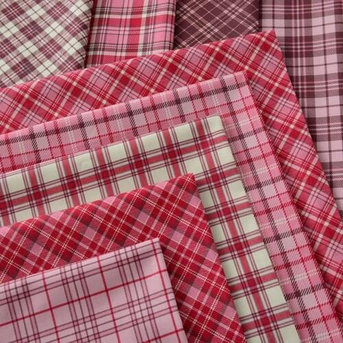 Red Plaid Digital Printed Cotton Fabric For Sewing Dresses Shirts Bags DIY Headwear By Meters 100% Cotton