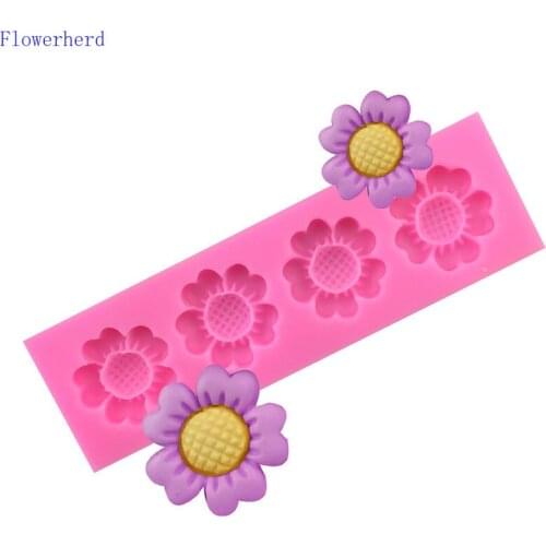 Soap Making Tool DIY 4-hole 5 Petals Flower Silicone Mold Fondant Cake Mold Cake Decorating Chocolate Mold Handmade Soap Mold