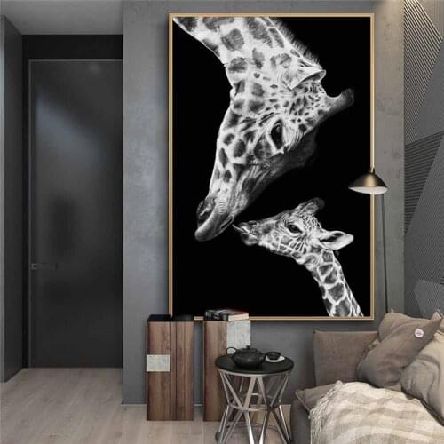 Giraffe Mother and Child Canvas Painting Posters and Prints Nordic Animals Funny Wall Art Pictures Cuadros Home Decor Decoration
