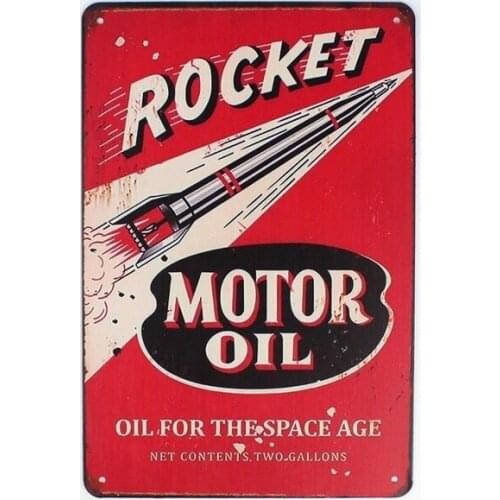 Metal Tin Sign Rocket Motor Oil Decor Bar Pub Home Vintage Retro Poster
