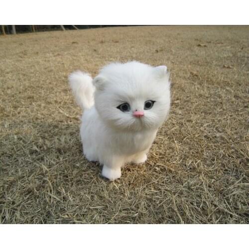 Lovely simulation white cat doll polytene & fur sitting cat toy handicraft doll gift 18x8x14cm 2028