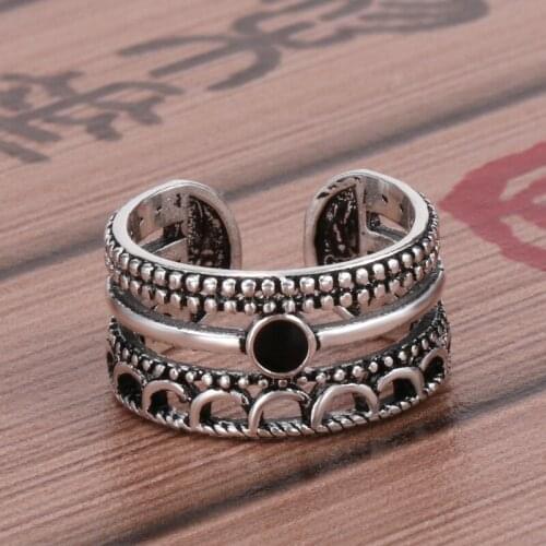 Fashion Female Black Round Finger Rings For Women Lover Wedding Jewelry Party Trendy Statement Rings Wholesale