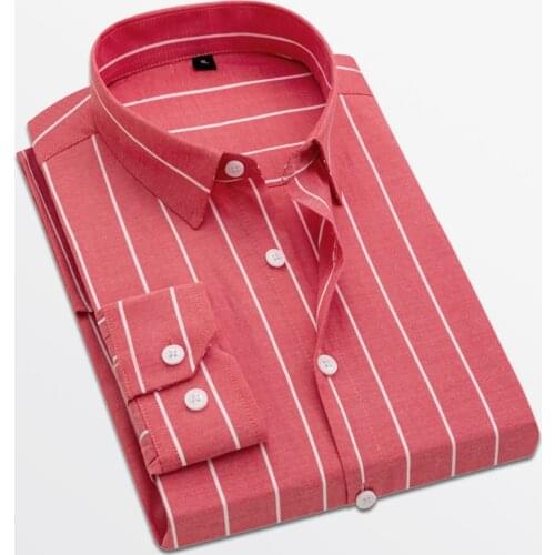 Shirts Men 2020 New Style Casual Mens Square Collar Stripe Business Casual Slim-fitting Long-sleeved Mens Shirts