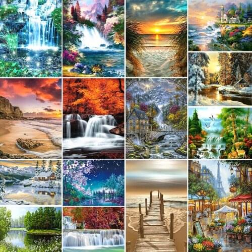 CraftArtGo 5D DIY Diamond Embroidery landscape Full Square Round Rhinestone Mosaic Painting Cross Stitch Flowers Diamond Kit