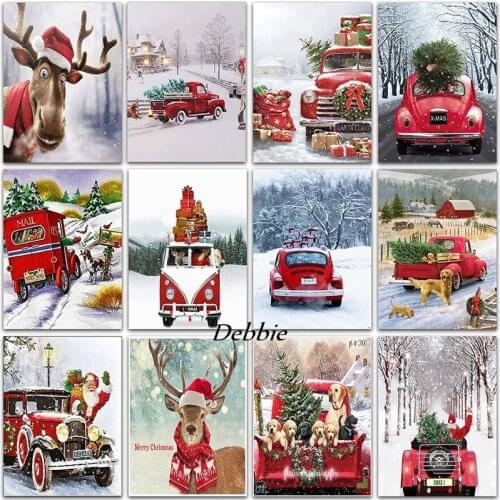 5D DIY Diamond Painting Kit Christmas Animals Car Donkey Dog Full Square&Round Embroidery Mosaic Cross Stitch Paint Home Decor