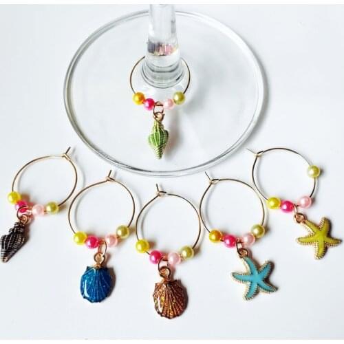 Set of 6pcs Wine Glass Marker Charms Rings Marker Christmas Party Bar Table Decorations