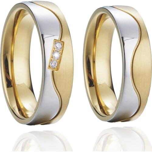Designer Alliances matching marriage Wedding rings set for Couples stainless steel jewelry gold color 2020