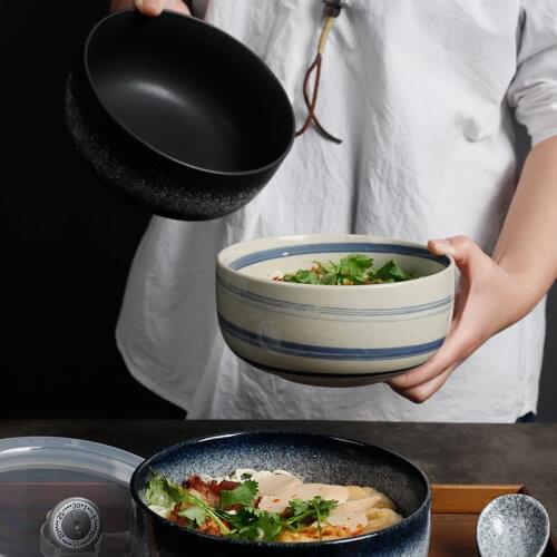 Japanese Creative Tableware Set, Commercial Bamboo Hat Ceramic Bowl, Household Large Ramen, Rice, Noodles, Soup Bowl