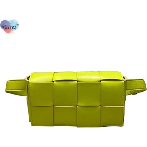 New Waist Bag Unisex Woven Pillow Cowhide Leather and Chain Cross-Body Luxury Phone Purse Fashion in Spring 2021