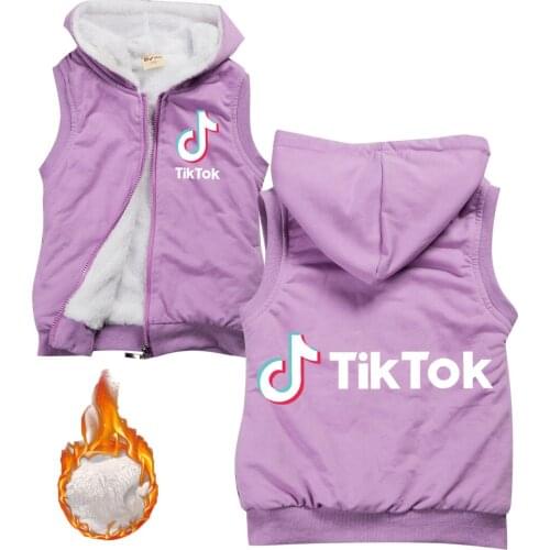 TIK TOK New fashion girls boys children winter clothing cotton cartoon hooded vest children clothing