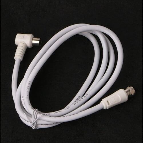 OOTDTY White 6.6ft 9.5mm 90 Degrees Male to F type Male Coaxial TV Satellite Antenna Cable