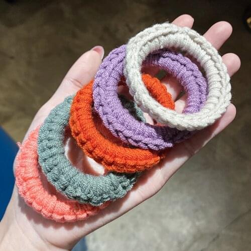 Autumn and Winter Children Cute Candy Soft Solid Elastic Hair Bands Girls Knitting Scrunchies Rubber Bands Kids Hair Accessories