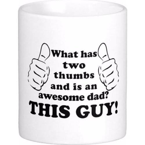 Awesome Dad With Thumbs White Coffee Mugs Tea Mug Customize Gift By LVSURE Ceramic Mug Travel Coffee Mugs