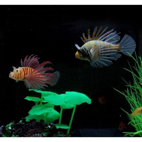 Size L Aquarium Landscaping Ornament Simulation Fish Silicone Luminous Colorful Lion Fish Aquarium Marine Landscaping Ornaments