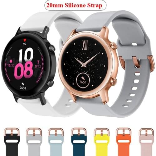 20mm Soft Silicone Band For Huawei GT 2 42mm Smart Watch Sport Bracelet Honor ES Magic 2 42mm Wrist Straps Watchband Accessories