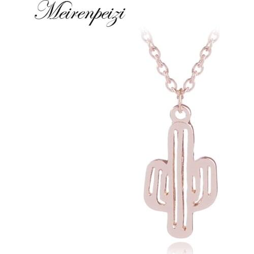 Handcrafted Brushed Metal Itsy Bitsy Arizona Cactus Charm Necklace Idea Graduation Gifts Collarbone Necklaces