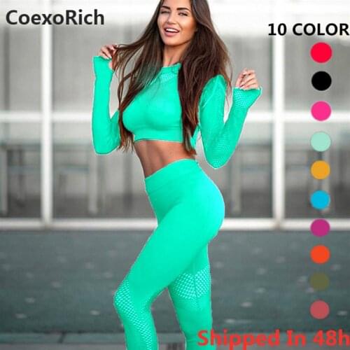 Sport Set Tracksuit Women Fitness Gym Clothing Seamless Yoga Suit Crop Top Running Tights Leggings Workout Outfit Sportwear
