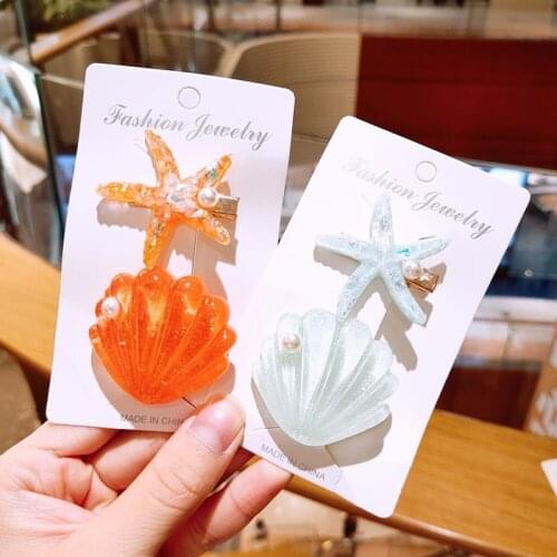 Stylish Acrylic Hair Barrette Cute Star Hair Clip Solid Handmade Resin Shell Girls Hairpin Hair Accessories THJ99