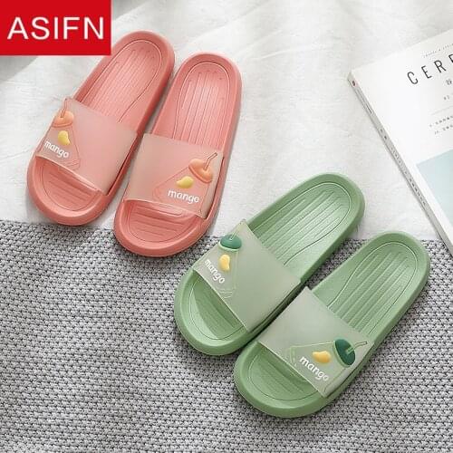 ASIFN Ladies Cute Fruit Home Slippers Women Summer Home Cartoon Slides Indoor Non-slip Girls Men Shoes Zapatos De Mujer