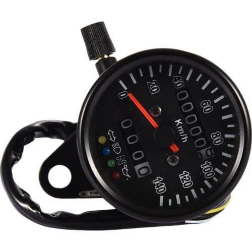Universal Motorcycle LED Indicator Speedometer Odometer Gauge Scooter Backlit Dual Speed Meter DC 12V 0~140km/h