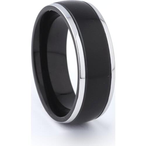 High Quality Black Wedding Bands Mens Ring Fashion Party Jewelry Anniversary Gift 8mm 316L Stainless Steel Rings for Men
