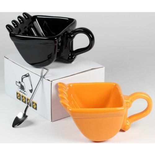 340ml Funny Mugs Excavator Bucket Model Coffee Mugs Creative For Dessert Ceramic Mug Cups For Coffee Best Gift Canecas Cake Cup