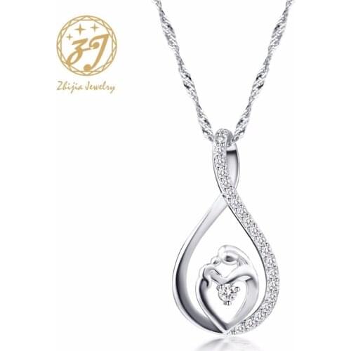 Zhijia jewelry Trendy Irregular Pendant Necklace for Women Zircon Jewelry Wholesales Drop Ship mothers day Gifts