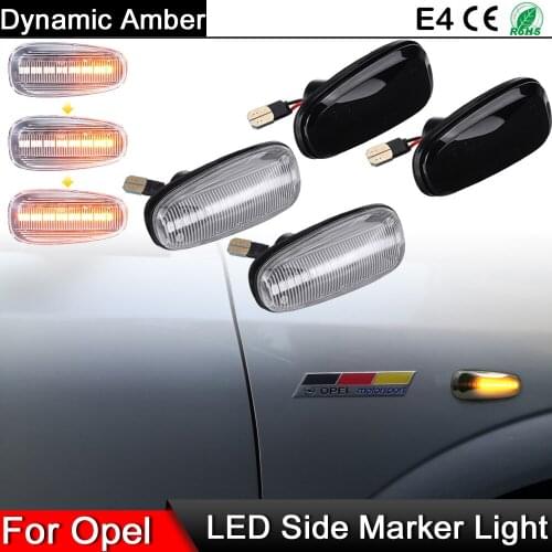 1 Pair For Opel Zafira 1999-2005 Astra 1998-2009 Clear/Smoke Lens LED Side Marker Lamp Dynamic Amber Turn Signal Indicator Light
