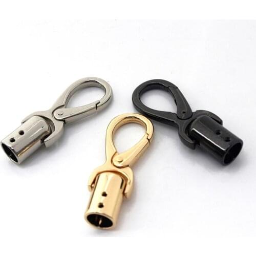 1pcs Metal Chain Leather Cord Crimps End Tip Clamps Connectors Snap Hook Trigger Clasps Clips for Leather Craft Bag Strap Belt