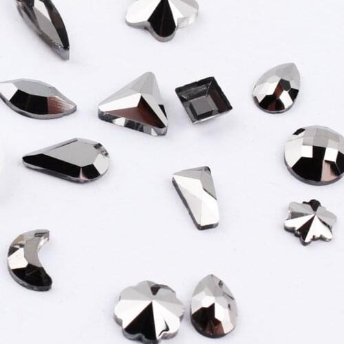 1 Pack 20pcs Mine black Crystal Flatback Nail Rhinestones 3D Glass Stones DIY Charms Gems For Nail Art Decorations Accessories