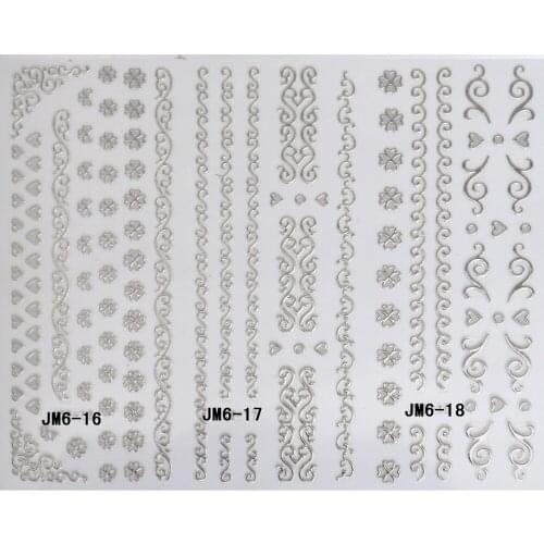 3 PACKS / LOT NAIL ART METAL DECAL SELF ADHESIVE STICKER SLIDER GOLD SILVER VANTAGE FLOWER PETAL PATTERN JM016-018