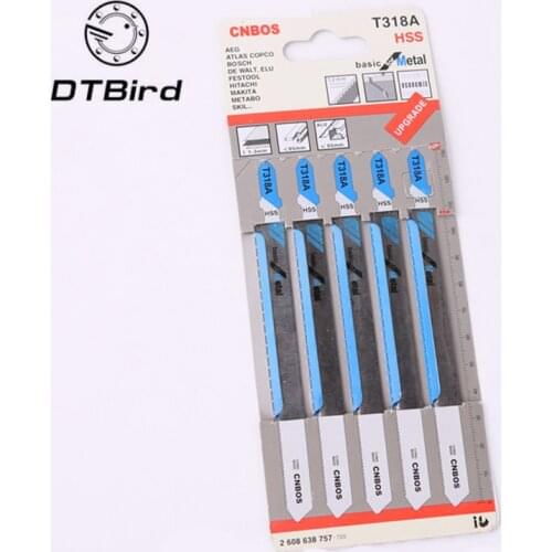 5pcs T318A HCS Curved Extra Long Jigsaw Blades for Metal Cutting 130mm Length