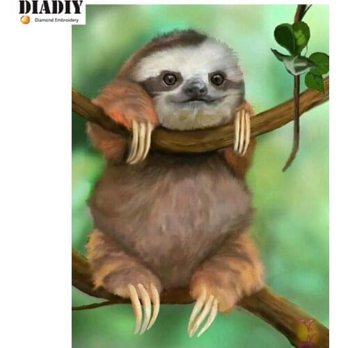 DIY Diamond Painting Cute sloth Full Square& round Drill Mosaic Sticker Decor Painting Cross Stitch 5d Diamond Embroidery Icon