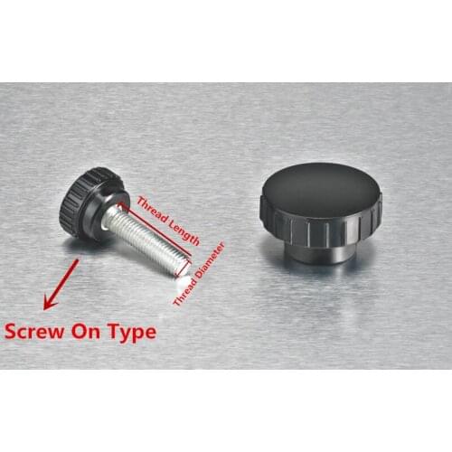 Free shipping Black 6mm Diameter Thread Round Head Screw On Clamping Knob