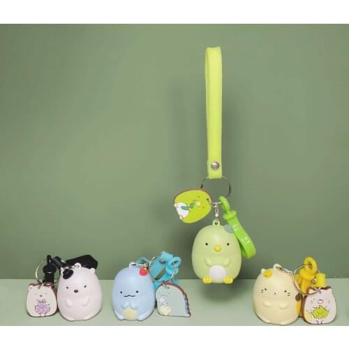 Japanese Animation PVC Three-dimensional Soft Plastic Cartoon Doll Couple Keychain Cute Creative Small Gift bag Car Pendant