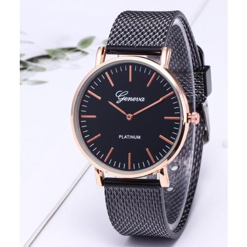 Geneva Luxury Steel Mesh Women Watch Ladies Ultra Thin Stainless Steel Bracelet Quartz Wristwatch Fashion Female Clock Relogio